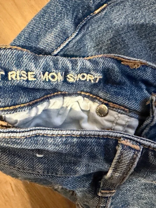 American Eagle Outfitters Distressed High-Rise Jean Shorts - Blue - Picture 3 of 5